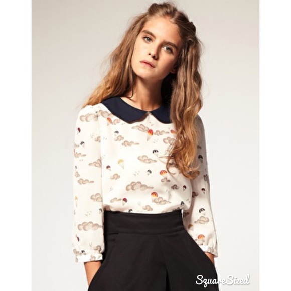 ASOS Tops - ASOS Air Balloon Print Peter Pan Collar Blouse